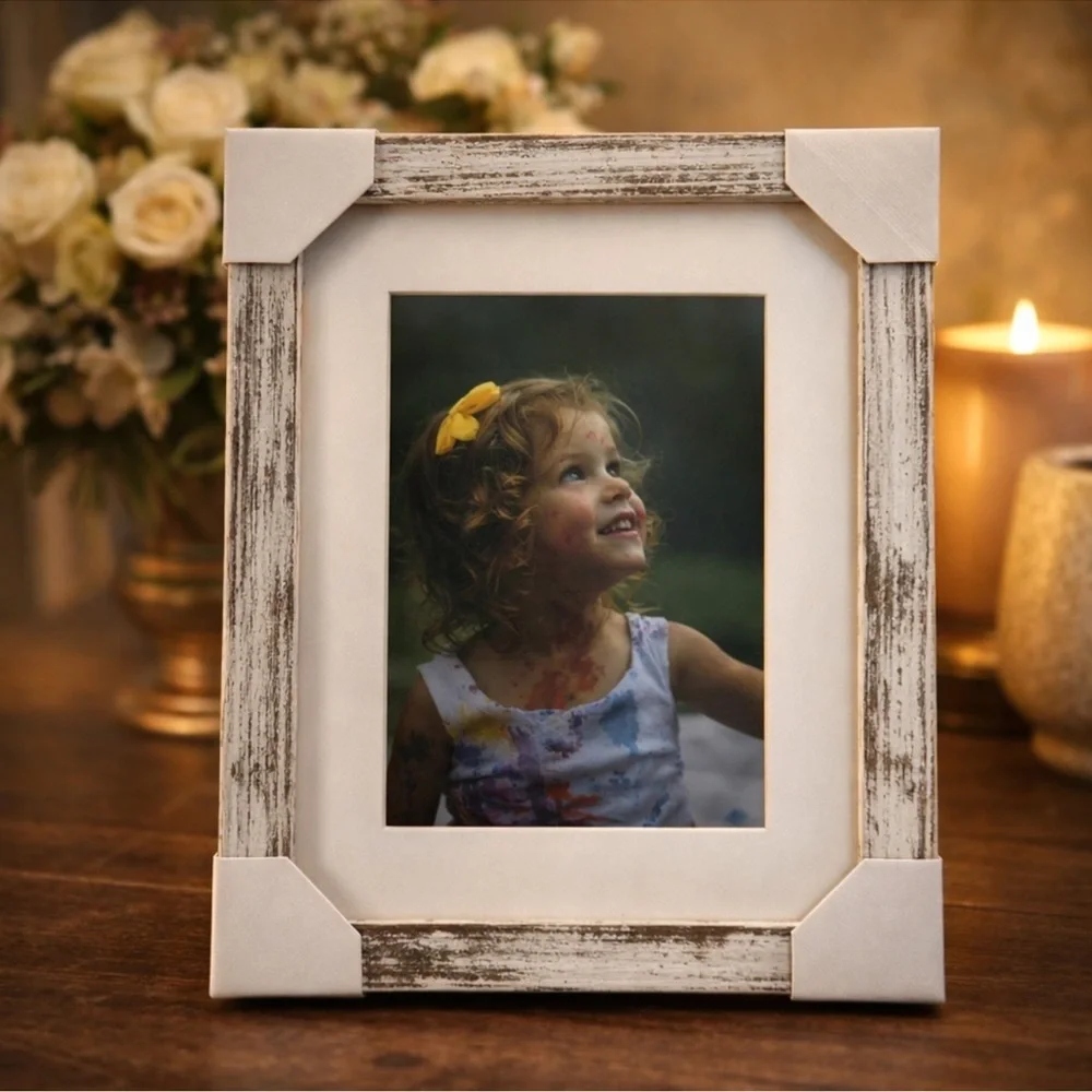 Rustic Whitewashed Wood Photo Frame - Set of 5